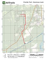 Trail Map of Florida Trail Segment at Buckman Lock