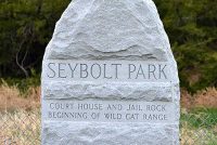 Stone Marker at Seybolt Park Announces Courthouse and Jail Rock